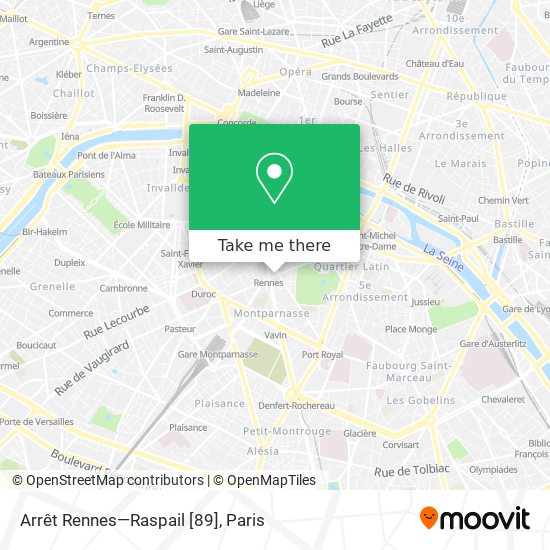Arrêt Rennes—Raspail [89] map