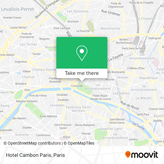 Mapa Hotel Cambon Paris