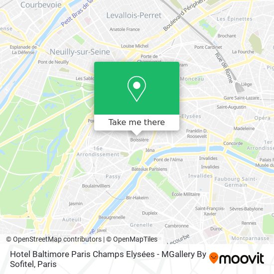 Mapa Hotel Baltimore Paris Champs Elysées - MGallery By Sofitel