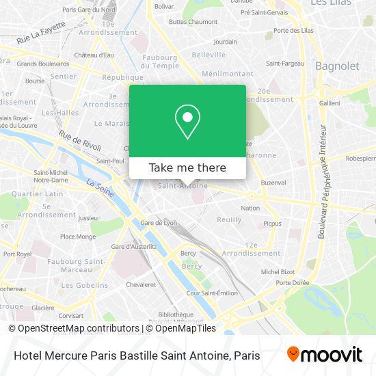 Mapa Hotel Mercure Paris Bastille Saint Antoine