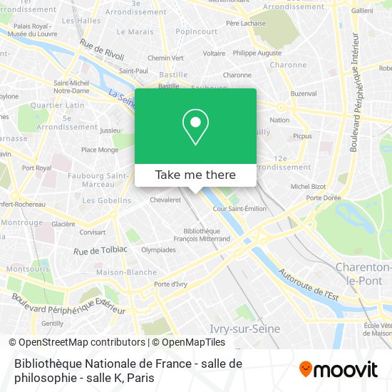 Mapa Bibliothèque Nationale de France - salle de philosophie - salle K