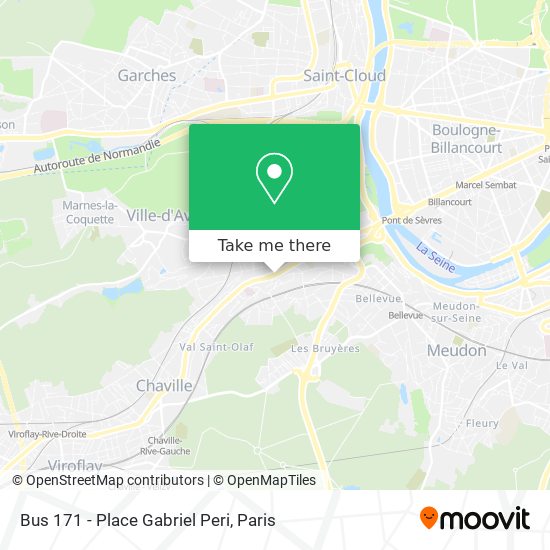 Bus 171 - Place Gabriel Peri map