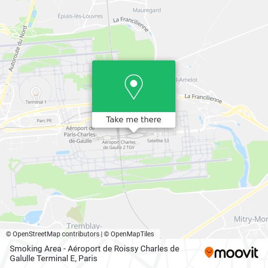 Smoking Area - Aéroport de Roissy Charles de Galulle Terminal E map