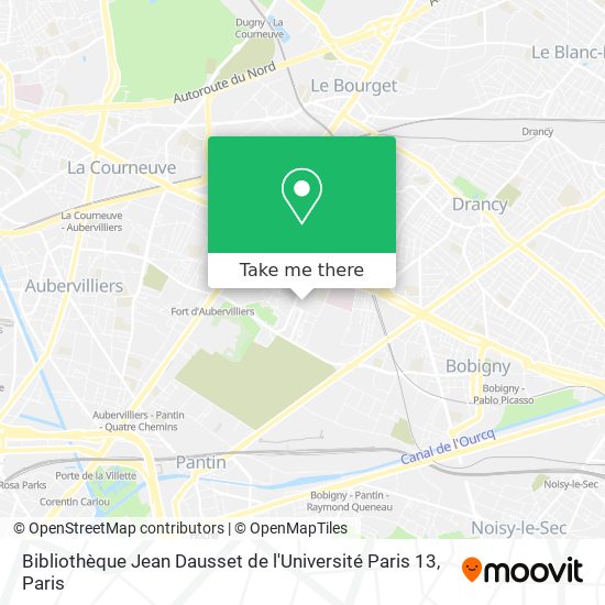 Mapa Bibliothèque Jean Dausset de l'Université Paris 13