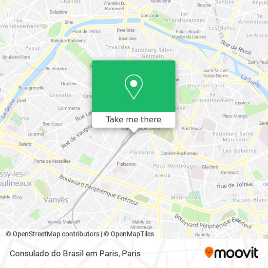 Mapa Consulado do Brasil em Paris