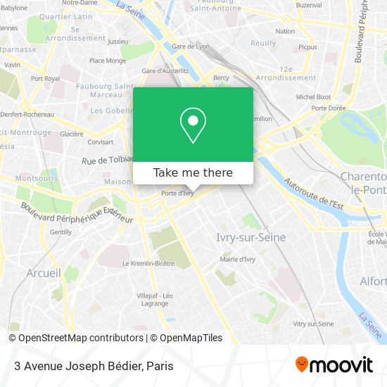 Mapa 3 Avenue Joseph Bédier