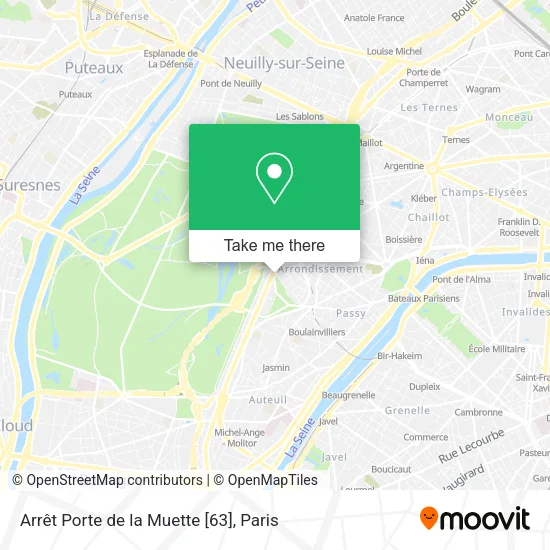 Arrêt Porte de la Muette [63] map