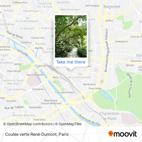 Coulée verte René-Dumont map