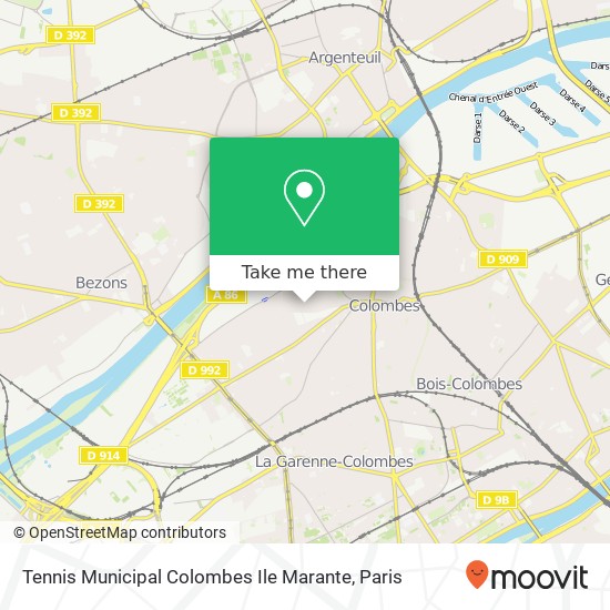 Mapa Tennis Municipal Colombes Ile Marante