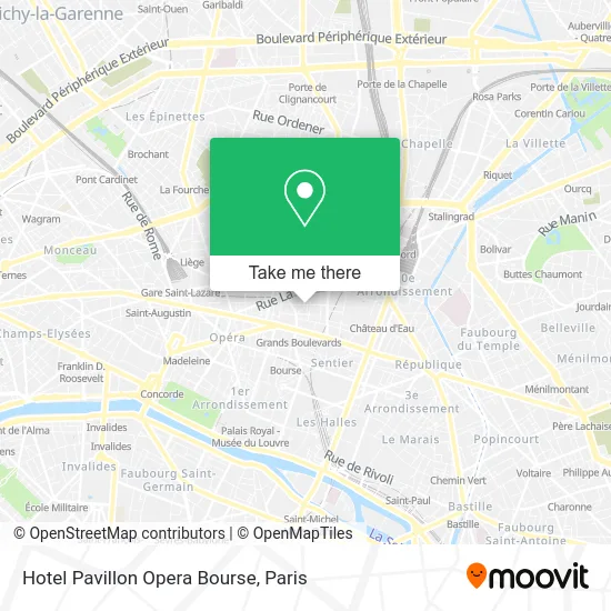 Hotel Pavillon Opera Bourse map