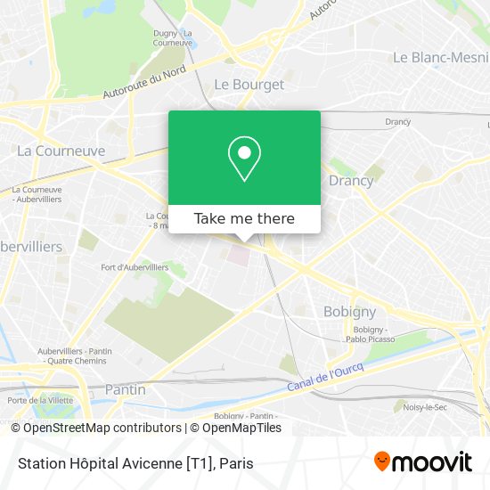 Station Hôpital Avicenne [T1] map