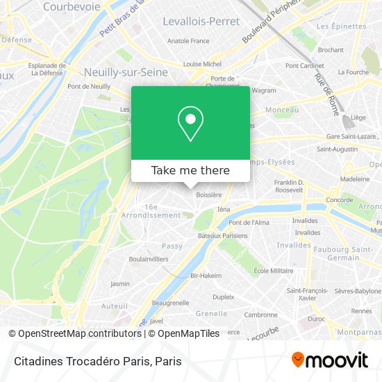 Mapa Citadines Trocadéro Paris