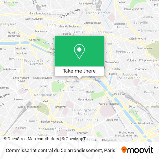 Commissariat central du 5e arrondissement map