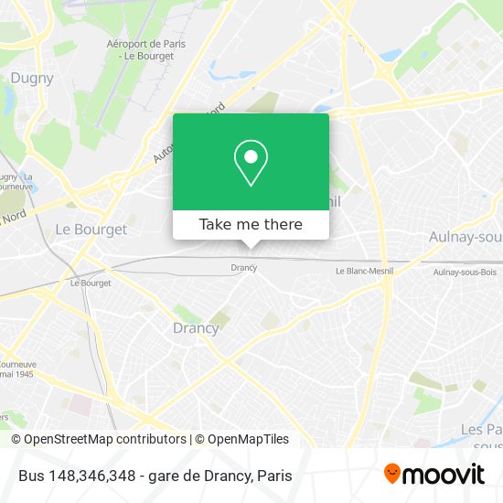 Bus 148,346,348 - gare de Drancy map