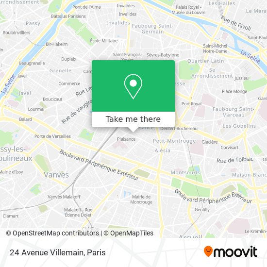 Mapa 24 Avenue Villemain
