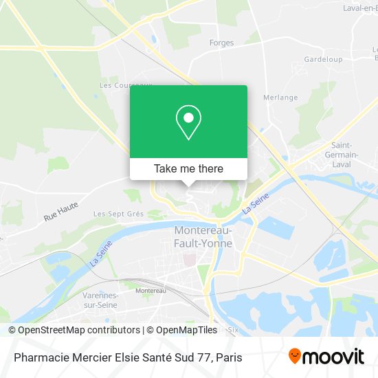 Mapa Pharmacie Mercier Elsie Santé Sud 77
