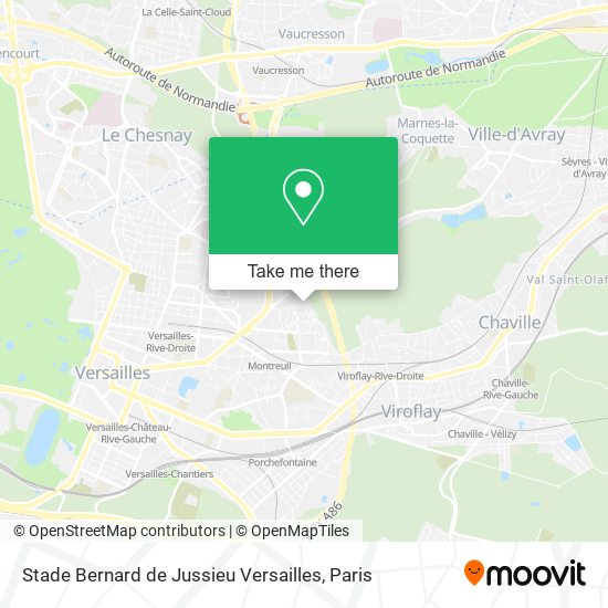 Mapa Stade Bernard de Jussieu Versailles