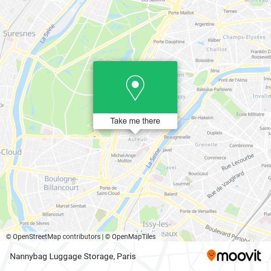 Mapa Nannybag Luggage Storage