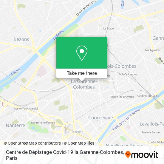 Mapa Centre de Dépistage Covid-19 la Garenne-Colombes