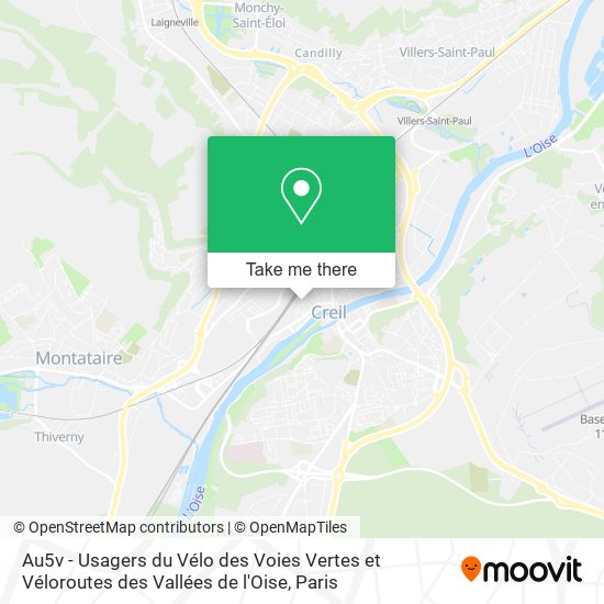 Mapa Au5v - Usagers du Vélo des Voies Vertes et Véloroutes des Vallées de l'Oise