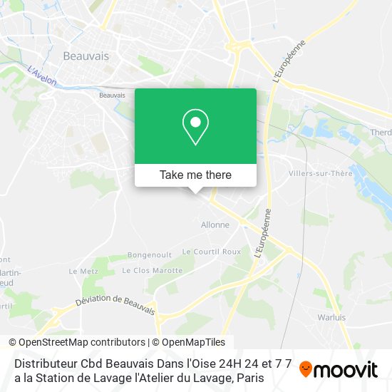 Mapa Distributeur Cbd Beauvais Dans l'Oise 24H 24 et 7 7 a la Station de Lavage l'Atelier du Lavage