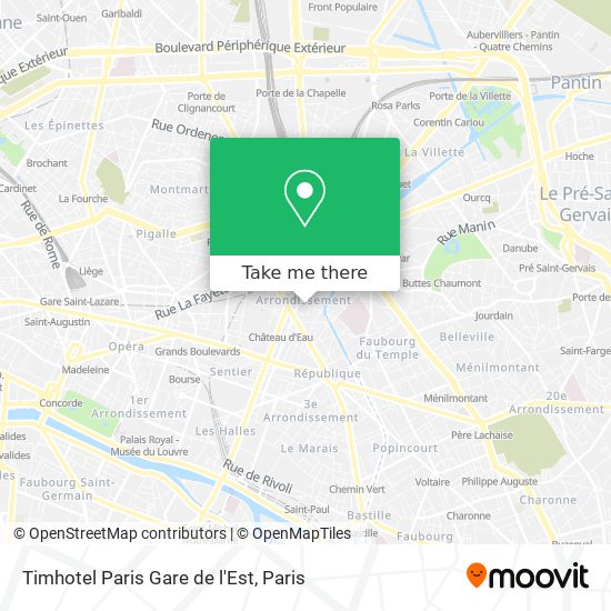 Timhotel Paris Gare de l'Est map