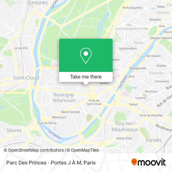 Mapa Parc Des Princes - Portes J À M