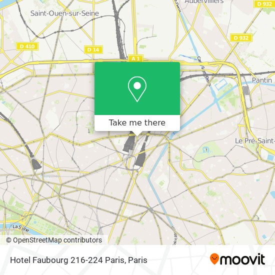 Mapa Hotel Faubourg 216-224 Paris