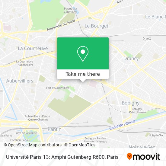 Mapa Université Paris 13: Amphi Gutenberg R600