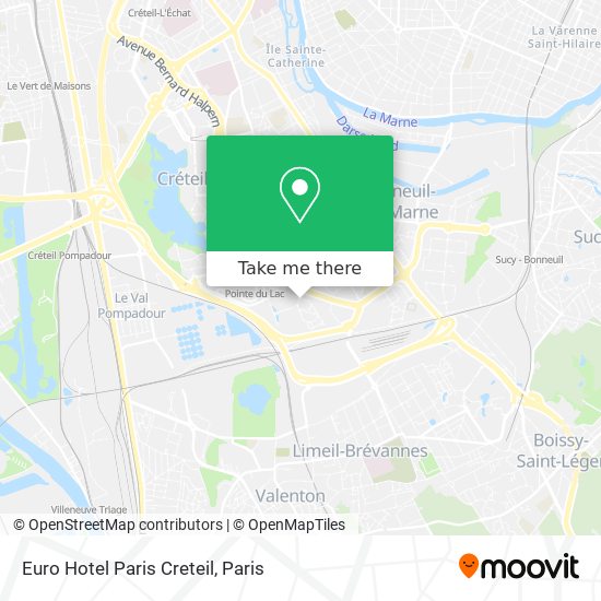 Euro Hotel Paris Creteil map