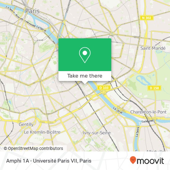 Amphi 1A - Université Paris VII map