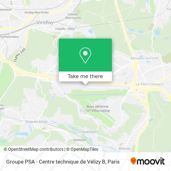 Groupe PSA - Centre technique de Vélizy B map