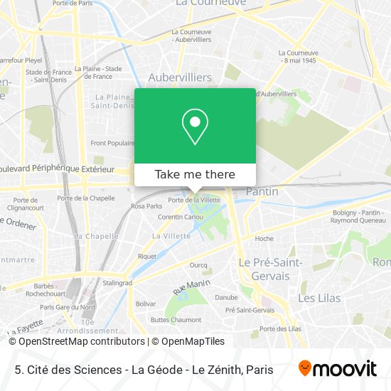 Mapa 5. Cité des Sciences - La Géode - Le Zénith