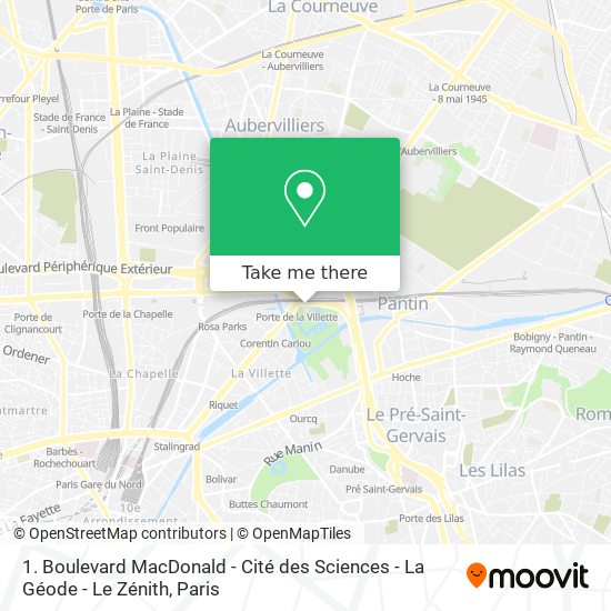 1. Boulevard MacDonald - Cité des Sciences - La Géode - Le Zénith map