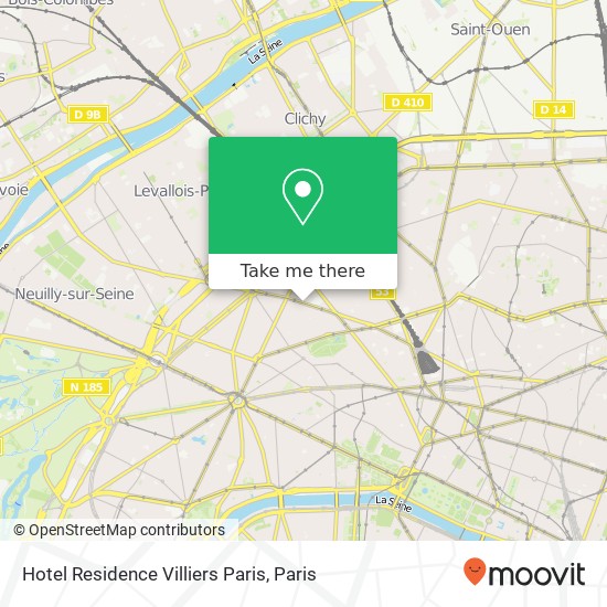 Hotel Residence Villiers Paris map