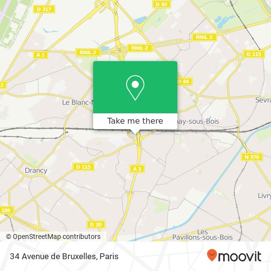 Mapa 34 Avenue de Bruxelles
