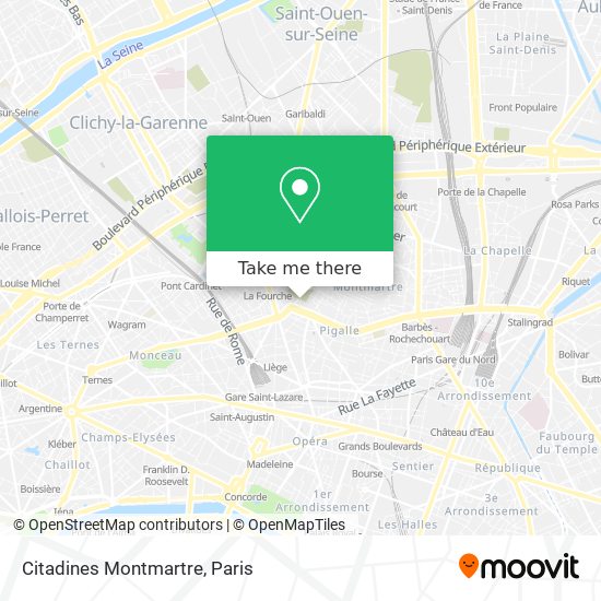 Mapa Citadines Montmartre