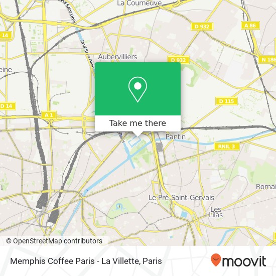 Mapa Memphis Coffee Paris - La Villette