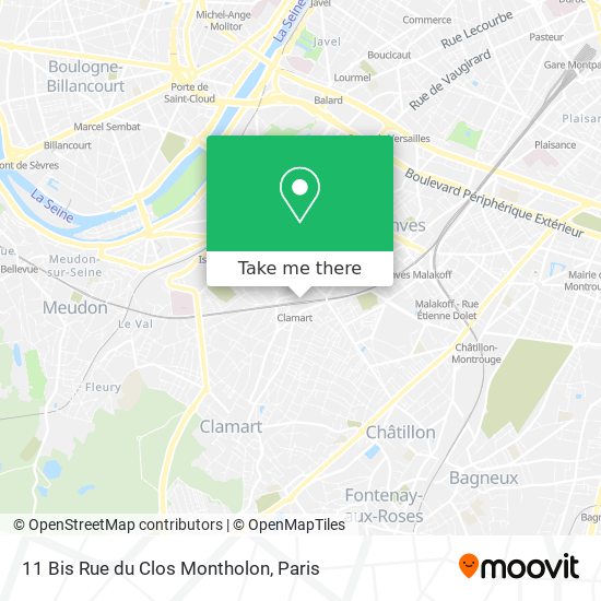 Mapa 11 Bis Rue du Clos Montholon