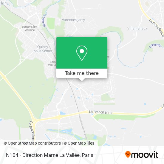 N104 - Direction Marne La Vallée map