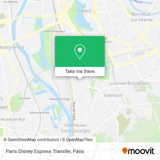 Paris Disney Express Transfer map