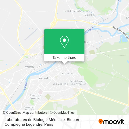 Laboratoires de Biologie Médicale. Biocome Compiègne Legendre map