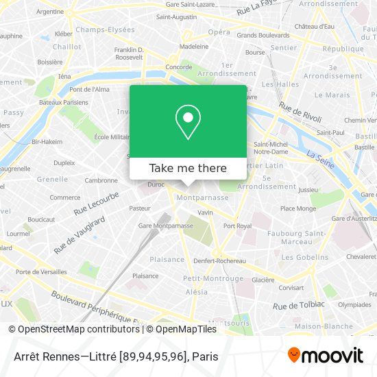 Mapa Arrêt Rennes—Littré [89,94,95,96]