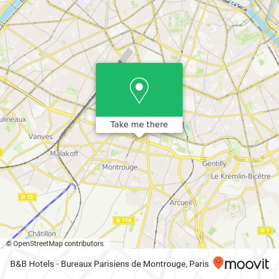 Mapa B&B Hotels - Bureaux Parisiens de Montrouge