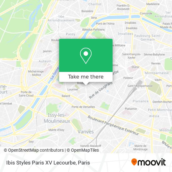 Mapa Ibis Styles Paris XV Lecourbe