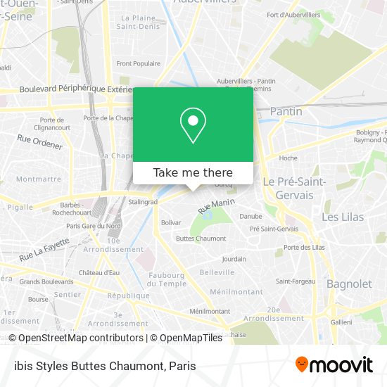 ibis Styles Buttes Chaumont map