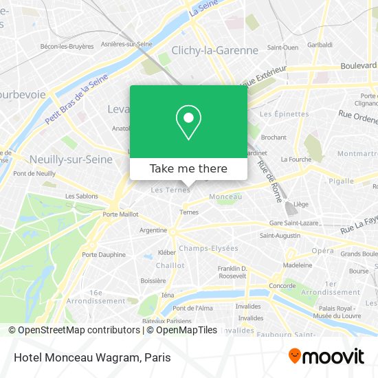 Hotel Monceau Wagram map