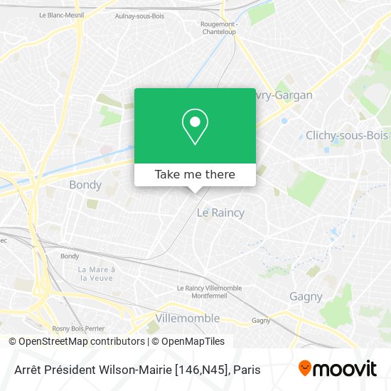 Mapa Arrêt Président Wilson-Mairie [146,N45]