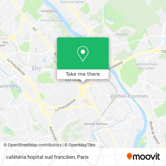 cafétéria hopital sud francilien map
