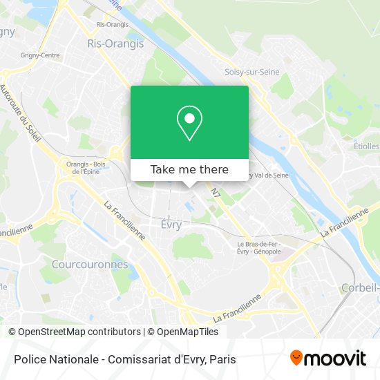 Mapa Police Nationale - Comissariat d'Evry